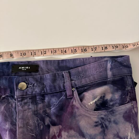 NEW Amiri Men's Cracked Tie Dye Carpenter Purple White Flare Wide Jeans Size 38 - Picture 14 of 16